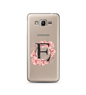 Pembe Çiçekli Harf Tasarım Süper Şeffaf Silikon Telefon Kılıfı Samsung J2 Prime 