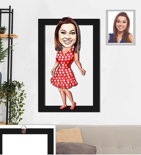 Kişiye Özel Bayan Karikatürlü 3D Ahşap Tablo 30x47 Model-4