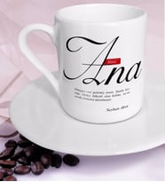 BK Gift Kişiye Özel Mânâ Ana Türk Kahvesi Fincanı (Beyaz)