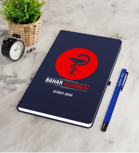 BK Gift Kişiye Özel Eczane Lacivert Defter Kalem Seti-4