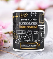 BK Gift Kişiye Özel Matematik Öğretmeni Beyaz Kupa Bardak -10, Öğretmene Hediye, Öğretmenler Günü