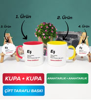 İkili Kırmızı Sarı Eş Kupa Bardak Anahtarlık