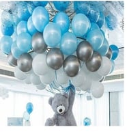 30 Adet Mavi Gümüş Beyaz Balon ( Balonlar Sönüktür)