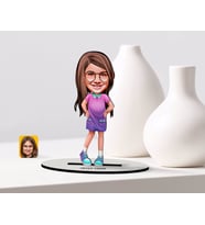 BK Gift Kişiye Özel Kız Çocuk Karikatürlü Ahşap Biblo Model-3 (Beyaz)