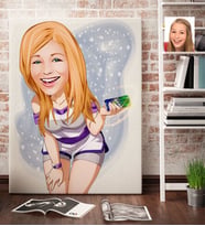 BK Gift Kişiye Özel Bayan Karikatürlü Kanvas Tablo 70x100cm -36