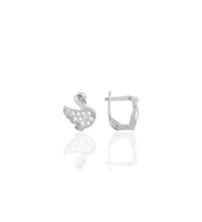 Söğütlü Silver Gümüş rodyumlu taşlı kuğu küpe