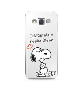 Snoopy Tasarımlı Süper Şeffaf Silikon Telefon Kılıfı Samsung A3 (2015)