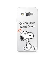 Snoopy Tasarımlı Süper Şeffaf Silikon Telefon Kılıfı Samsung A3 (2015)