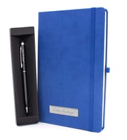 Kişiye Özel Mavi Defter & Siyah Touch Pen Hediye Seti (Siyah)
