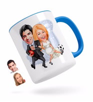 BK Gift Kişiye Özel Sevgililer Karikatürlü Mavi Kupa Bardak-15