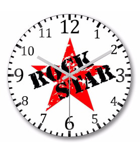 Rock Star Duvar Saati Bombeli Gercek Cam