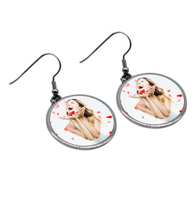 BK Gift Kişiye Özel Fotoğraflı Yuvarlak Küpe
