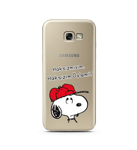 Snoopy Tasarımlı Süper Şeffaf Silikon Telefon Kılıfı Samsung A5 (2017)