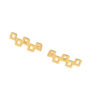 925 Ayar Gümüş Minik Kareler Earcuff Küpe (Sarı)