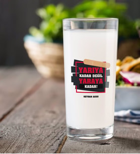 BK Gift Kişiye Özel Renkli Baskılı Yarıya Kadar Değil Yaraya Kadar Rakı Bardağı-4 (Beyaz)