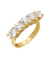 Chavin 5 Taş 2.5 Carat Taşlı 3.5 gr. Altın Zirkon Yüzük du37 (Sarı)
