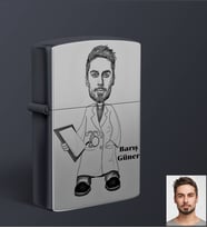 Kişiye Özel Doktor Tasarımlı Karikatür Siyah Benzinli Çakmak Bay-1 (STD)