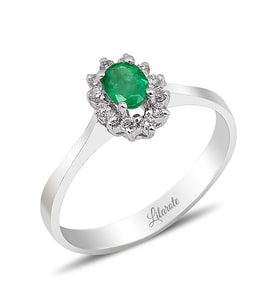 0.15 Ct Pırlantalı Zümrüt Yüzük