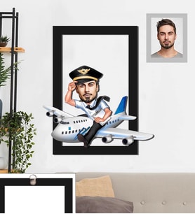 Kişiye Özel Pilot Karikatürlü 3D Ahşap Tablo 30x47 Bay-5