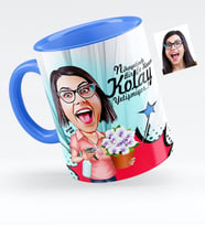 BK Gift Kişiye Özel Ev Hanımı Karikatürlü Mavi Kupa Bardak  2
