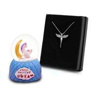 Unicorn Kar Küresi & Gümüş Renk Melek Kolye Hediye Seti