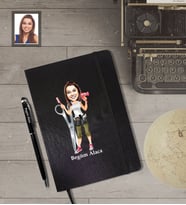 Kişiye Özel Kuaför Bayan Karikatürlü Siyah Defter Kalem Hediye Seti   Mod-1