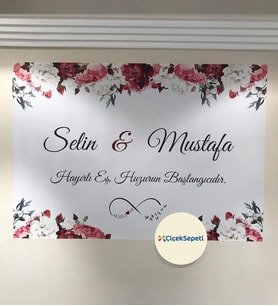 100x70cm Söz, Nişan, Kına Gecesi, Düğün İçin Kişiye Özel Branda Afiş Arka Fon