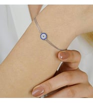 925 Ayar Gümüş Zirkon Taşlı Nazar Boncuk Model Bileklik
