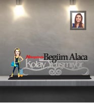 Kişiye Özel Dalgıç Karikatürlü Kolay Yetişmiyor Ahşap Biblo  Bayan-1