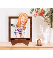 BK Gift Kişiye Özel Kadınlar Günü Dünyanın En Güzel Kadını Karikatürlü Ahşap Standlı 3D Biblo-13 (Beyaz)