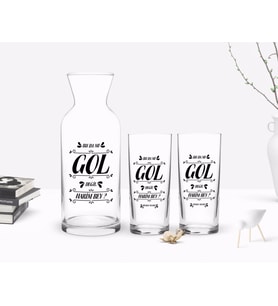 BK Gift Kişiye Özel Renkli Baskılı Yeşilçam Replikleri Bu Da Mı Gol Değil Tasarımlı İkili Rakı Bardağı ve Karaf Hediye Seti-1 (Model 1)