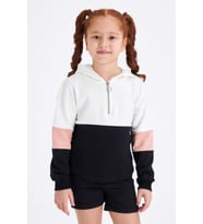 DeFacto Kız Çocuk Renk Bloklu Sweatshirt (Siyah)