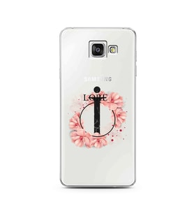 Pembe Çiçekli Harf Tasarım Süper Şeffaf Silikon Telefon Kılıfı Samsung A3 (2016)
