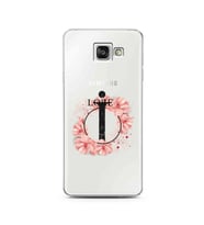Pembe Çiçekli Harf Tasarım Süper Şeffaf Silikon Telefon Kılıfı Samsung A3 (2016)