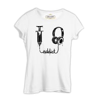 Müzik - Addict Beyaz Kadın Tshirt