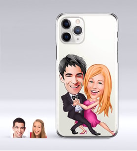 BK Gift Kişiye Özel Sevgililer Karikatürlü iPhone 11 Pro İnce Şeffaf Silikon Telefon Kapağı-13 (Beyaz)