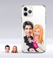 BK Gift Kişiye Özel Sevgililer Karikatürlü iPhone 11 Pro İnce Şeffaf Silikon Telefon Kapağı-13 (Beyaz)