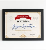 Öğretmenler Günü Sertifika Kişiye Özel Tasarım Tablo Çerçeve