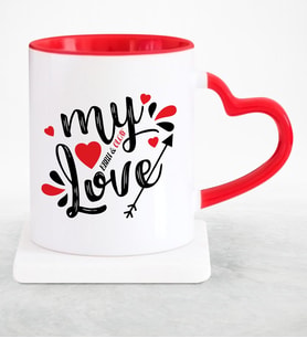 BK Gift Kişiye Özel Aşkım Kırmızı Kalpli Kupa Bardak  1