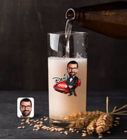 BK Gift Kişiye Özel Erkek Patron Karikatürlü Renkli Baskılı Hiball Bira Bardağı-1 (Beyaz)