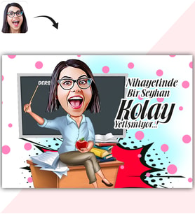 BK Gift Kişiye Özel Bayan Öğretmen Karikatür Baskılı Yaş Pasta İçin Yenilebilir Şekerli Kağıt  2(Sadece Kağıt)