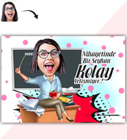 BK Gift Kişiye Özel Bayan Öğretmen Karikatür Baskılı Yaş Pasta İçin Yenilebilir Şekerli Kağıt  2(Sadece Kağıt)