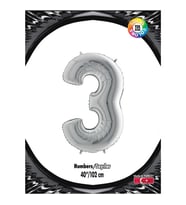 3 Rakam Kikajoy Gümüş Folyo Balon 102 cm (40 inch)