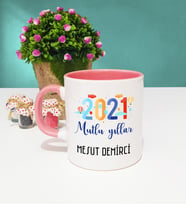 Mutlu Yıllar 2021 Yılbaşı Hediyesi Kupa Bardak Pembe