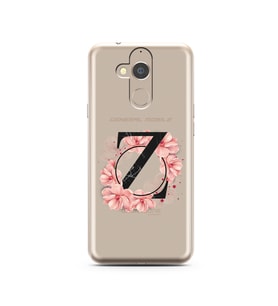 Pembe Çiçekli Harf Tasarım Süper Şeffaf Silikon Telefon Kılıfı General Mobile GM