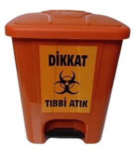Tıbbi Atık Kovası 25 lt Köşeli Pedallı Ücretsiz Kargo