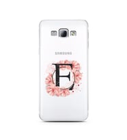 Pembe Çiçekli Harf Tasarım Süper Şeffaf Silikon Telefon Kılıfı Samsung A8 (2015)
