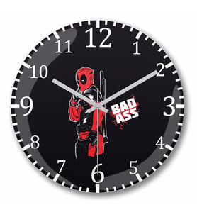 Deadpool Bad Ass Duvar Saati Bombeli Gercek Cam
