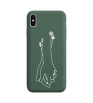 Iphone Xs Çizgi Tasarımlı Koyu Yeşil Lansman Telefon Kılıfı