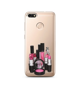 Makyaj Tasarımlı Süper Şeffaf Silikon Telefon Kılıfı Huawei P9 Lite (2017) Mini 